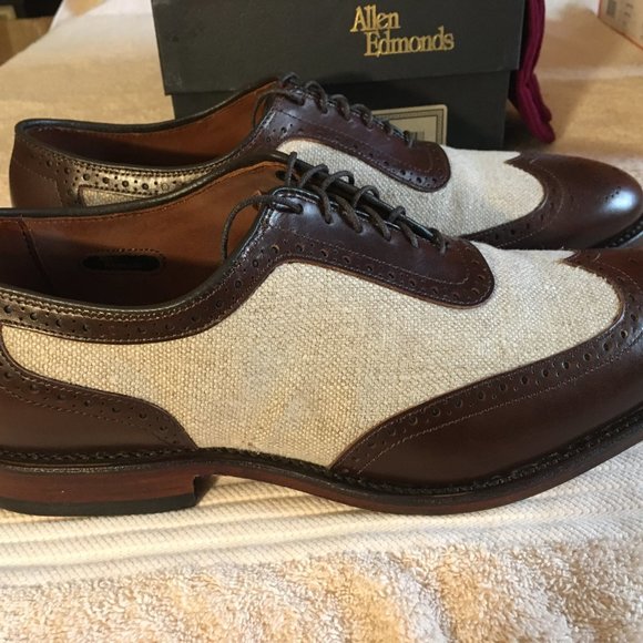 ALLEN EDMONDS STRAWFUT BALMORALS.  LEATHER AND LINEN.  NEW IN BOX main image 14